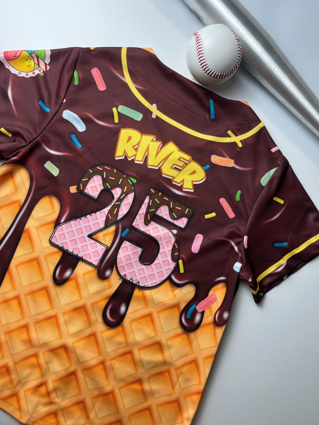 Personalized Ice Cream Drip Baseball Jersey for Men Women Youth Kid, Custom Sprinkle Drip Baseball Matching Family Shirt, Summer Outfit