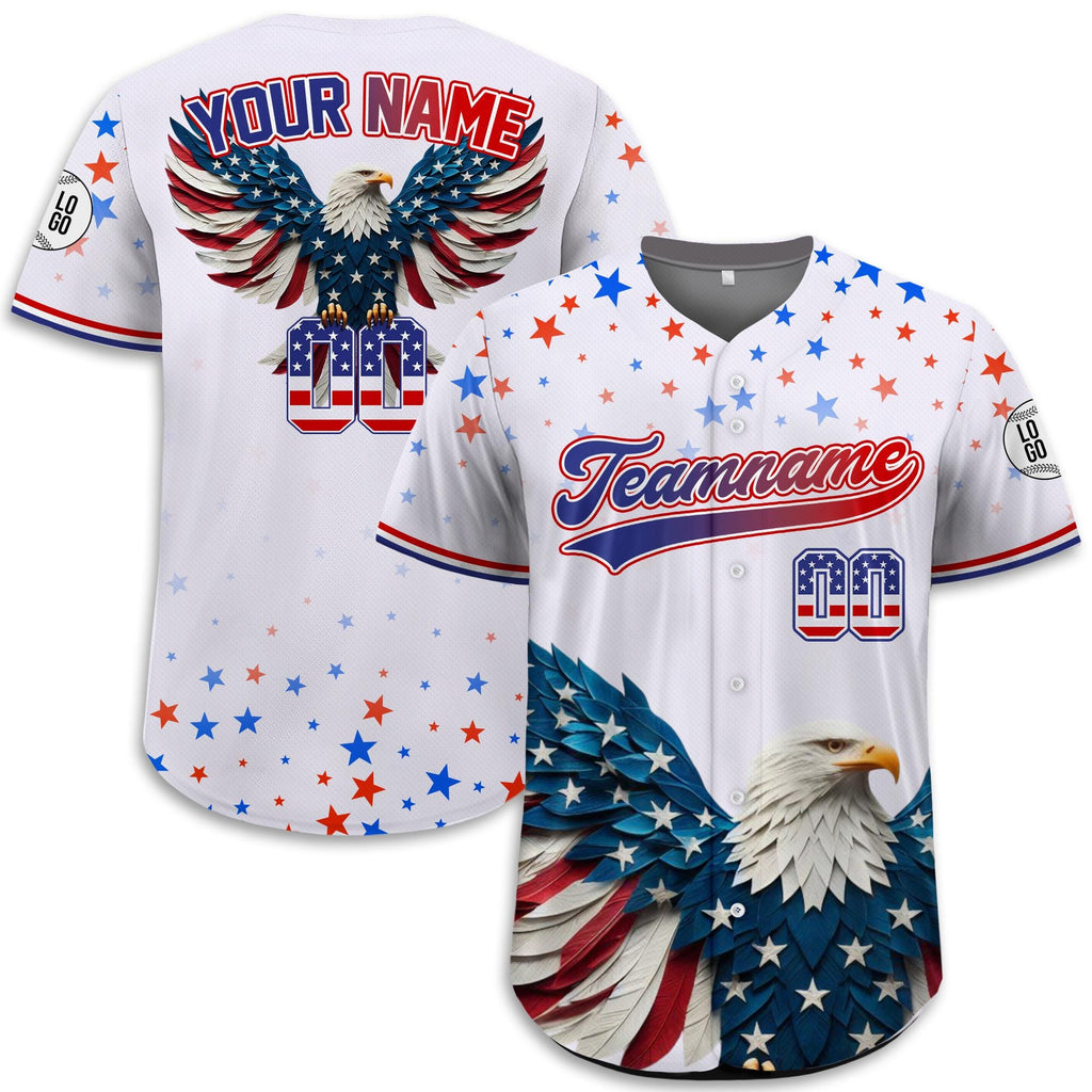 Personalized Eagle American Baseball Jersey, Custom Name Patriotic Jersey USA Flag Shirt, Gift for American Lovers, 4th of July Shirt