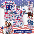 Custom Patriotic Jersey USA Flag Shirt, Personalized American Baseball Jersey Gift, Parade Fireworks Barbecue American Gifts For Him