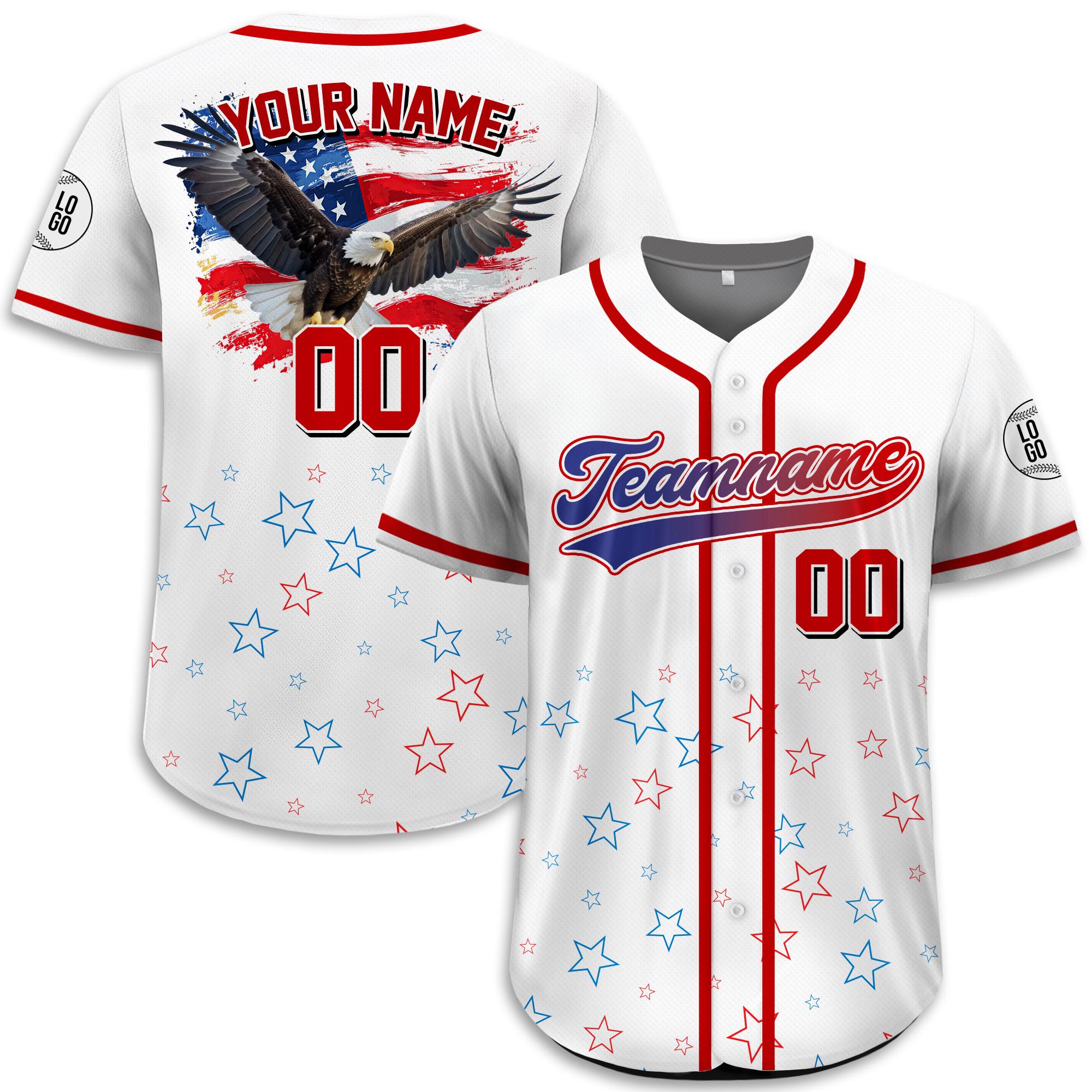 Custom Name Patriotic Jersey USA Flag Shirt, Personalized American Baseball Jersey Gift 4th of July, Parade shirt on Independence Day