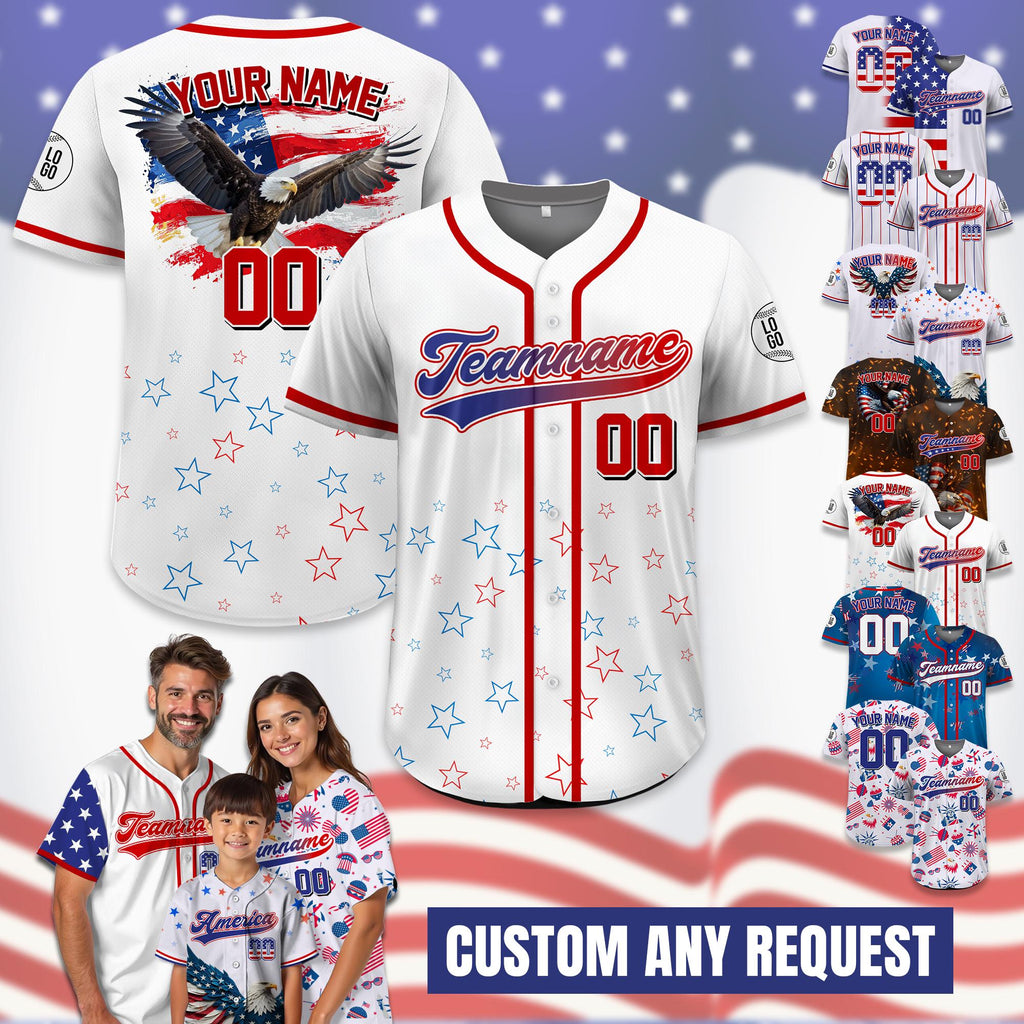 Custom Name Patriotic Jersey USA Flag Shirt, Personalized American Baseball Jersey Gift 4th of July, Parade shirt on Independence Day