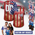 Custom American Flag Baseball Jersey, Personalized USA Jersey with Name Number, 4th of July Shirt Patriotic Gift For Men Retro America Shirt
