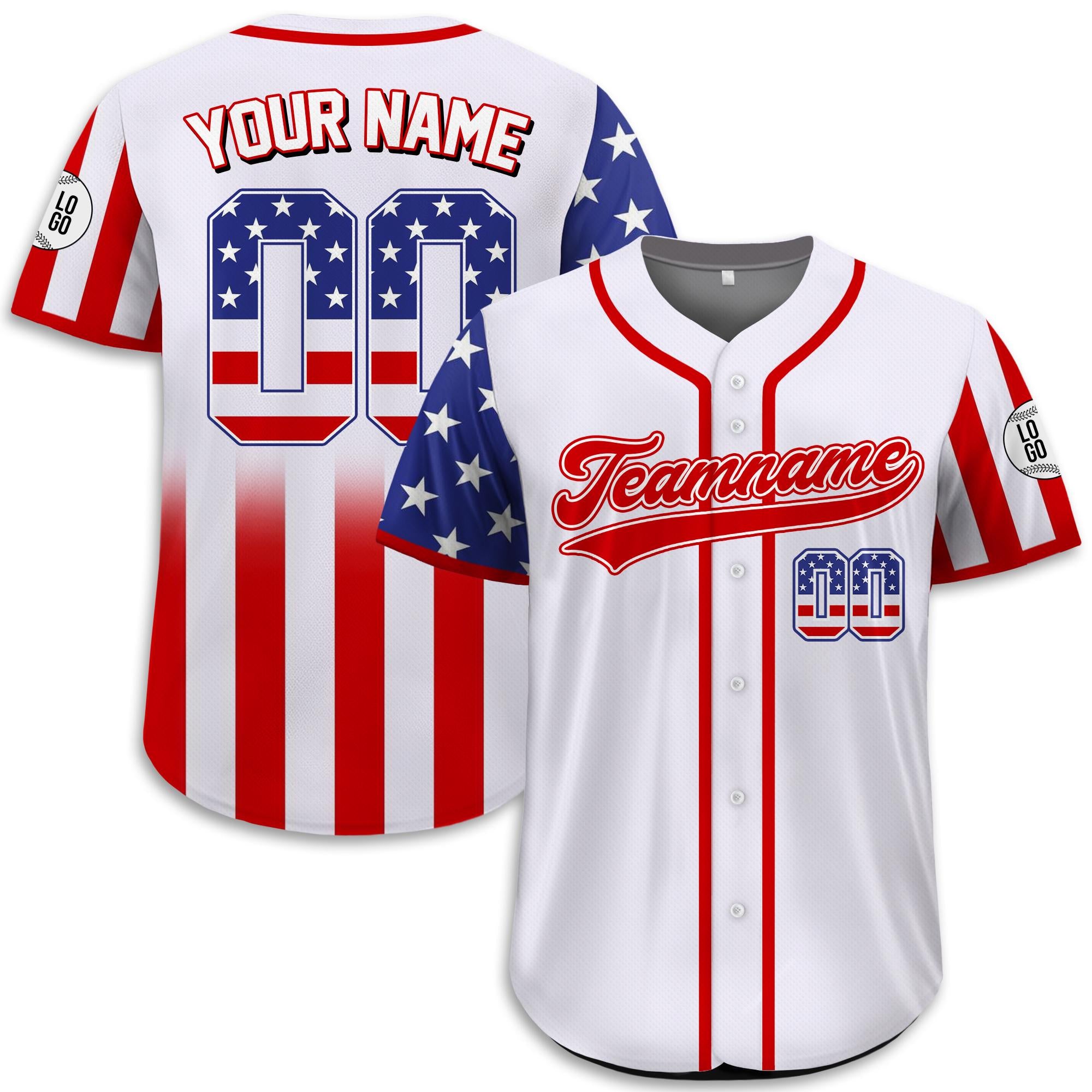 Custom Name Patriotic Baseball Jersey USA Flag Shirt, Personalized American Patriotic Shirt Fourth of July, Parade shirt on Independence Day