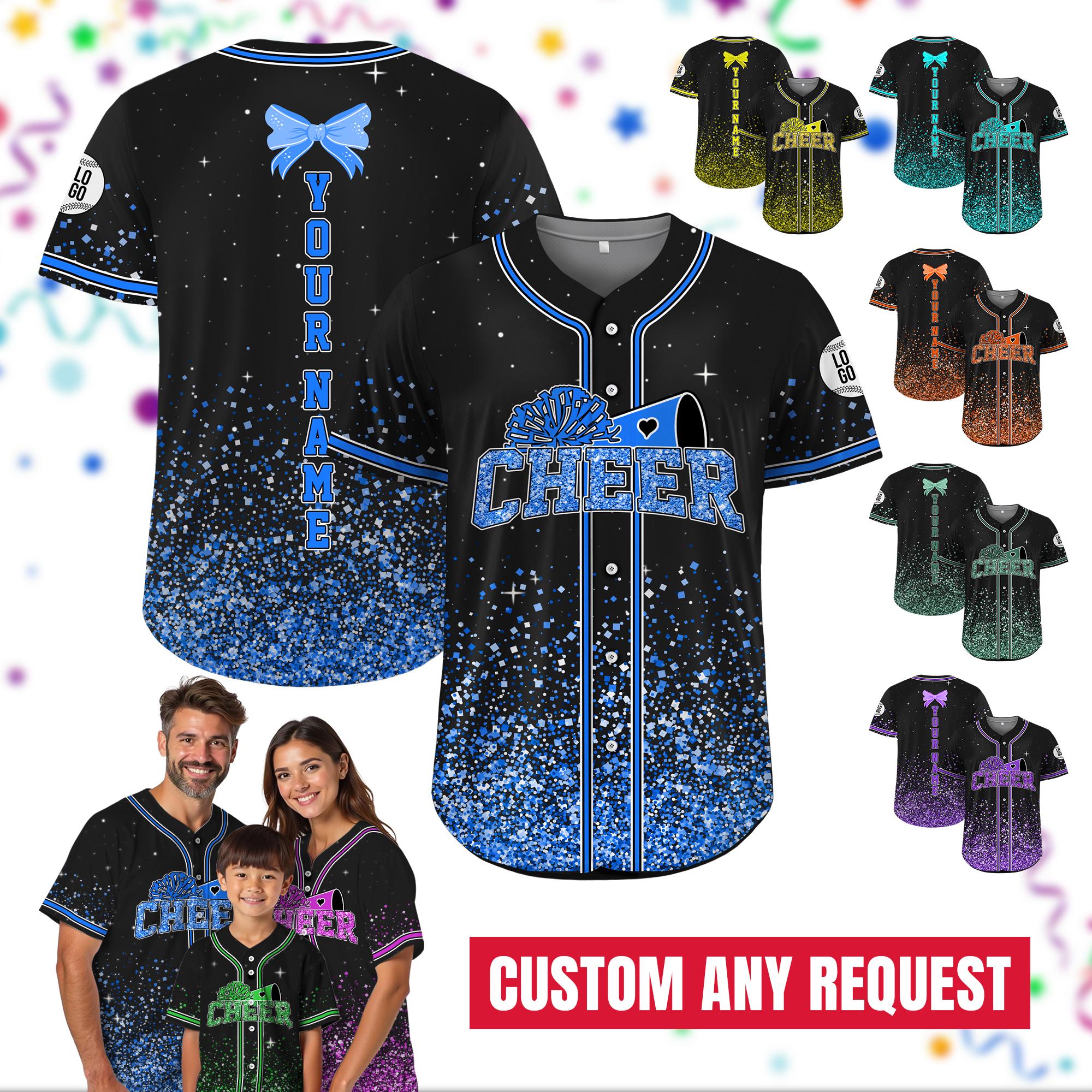 Custom Cheer Mom Baseball Jersey, Personalized Name Cheerleading Shirt For Cheerleader, Baseball Glitter Jersey, Cheer Mom Squad Shirt