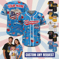 Personalized Jersey 4th of July Beer Shirt for Dad, Baseball Party Jersey Custom Patriotic beer lovers Gift Independence Day Bachelor Party