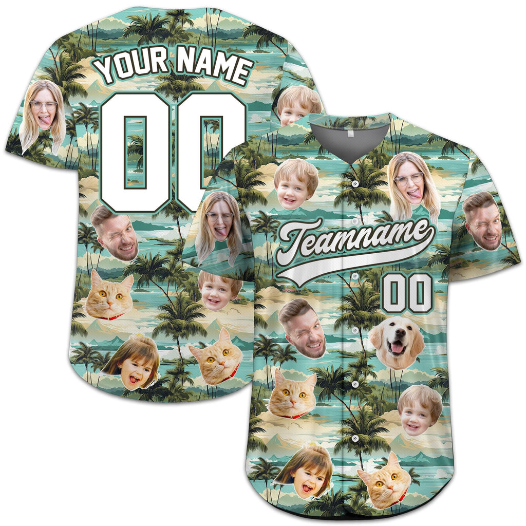 Custom Face Baseball Jersey with Photo, Personalized Baseball Tropical Beach Shirt for Adult Youth Kid, Custom Name Bachelor Party Shirt