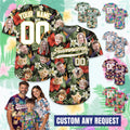 Custom Hawaiian Baseball Jersey with Face Teamname Name Number, Personalized Hawaii Floral Shirt for Men Women Youth Preschool Button Shirt