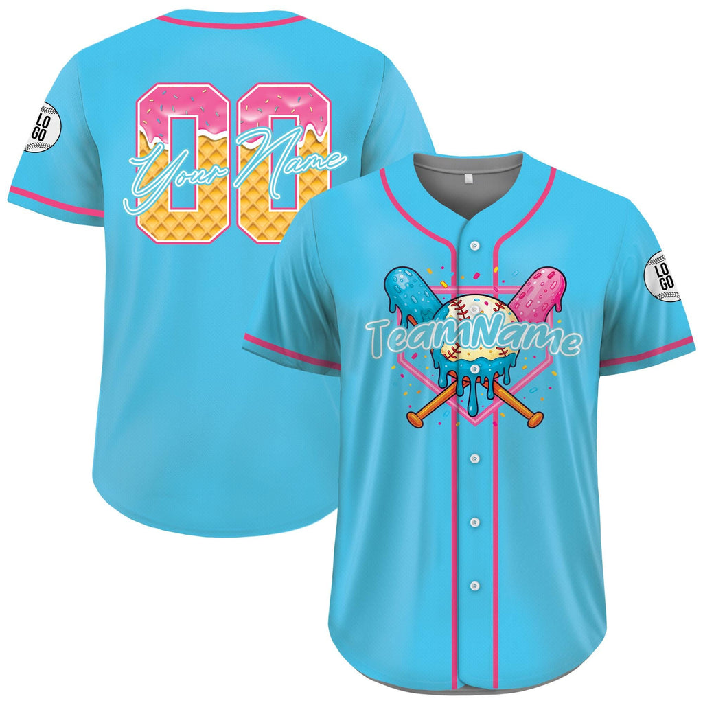 Custom Ice Cream Party Jersey Shirt Family Matching, Personalized Ice Cream Drip Baseball Jersey, Custom jersey color, Baseball lover Gifts