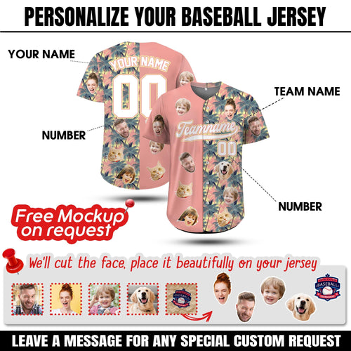 Custom Face Hawaiian Baseball Team Jersey with Name Number, Personalized Baseball Shirt for Men Women Youth Preschool Bachelor party shirt