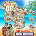 Personalized Hawaiian Baseball Jersey with Face Tropical Shirt Custom Baseball Jersey Shirt for Adult Youth Kid in Vacation Flamingo Fruits