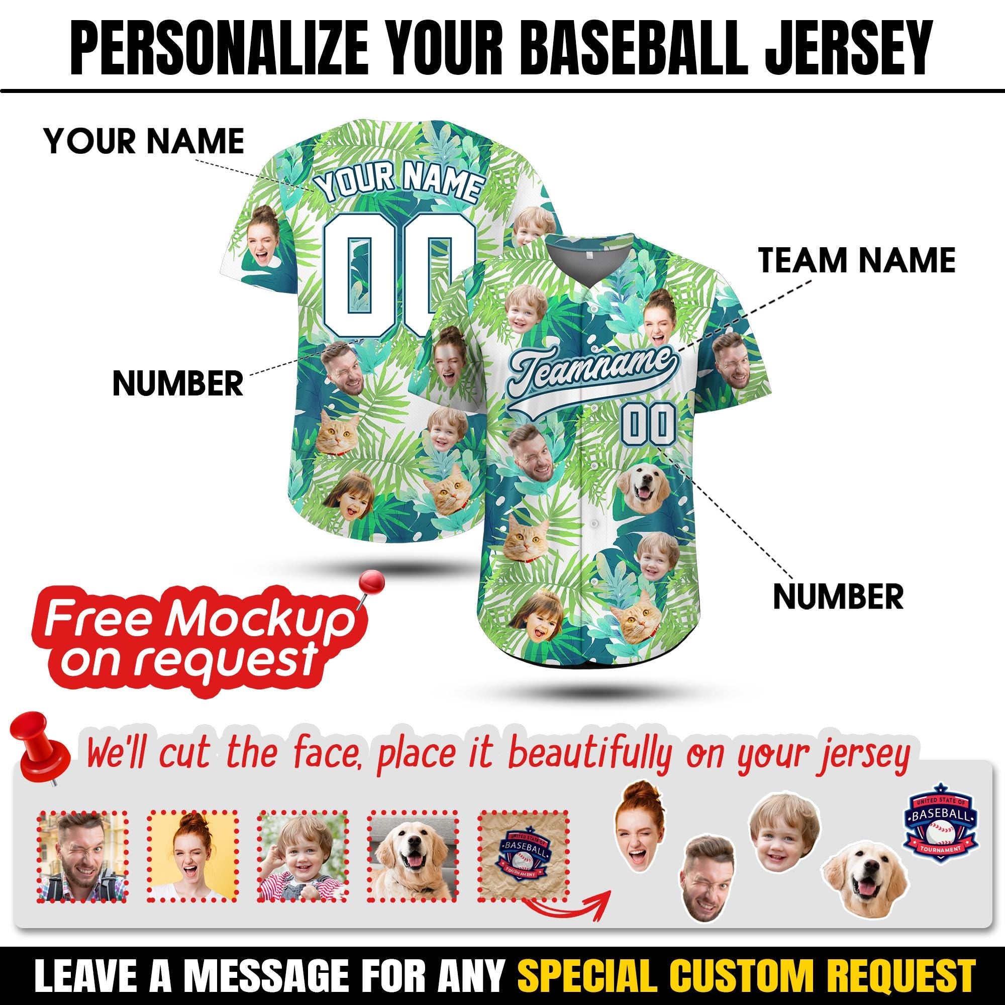 Personalized Photo Hawaiian Jersey Shirt Dog Cat Face, Custom Hawaiian Shirt with Pets Face Picture Hawaiian Shirt for Pet Lovers