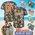 Personalize Baseball Jersey Hawaiian Shirt with Face for Family Summer vacation outfit Bachelor Party Custom Photo Shirt Button Down Paisley