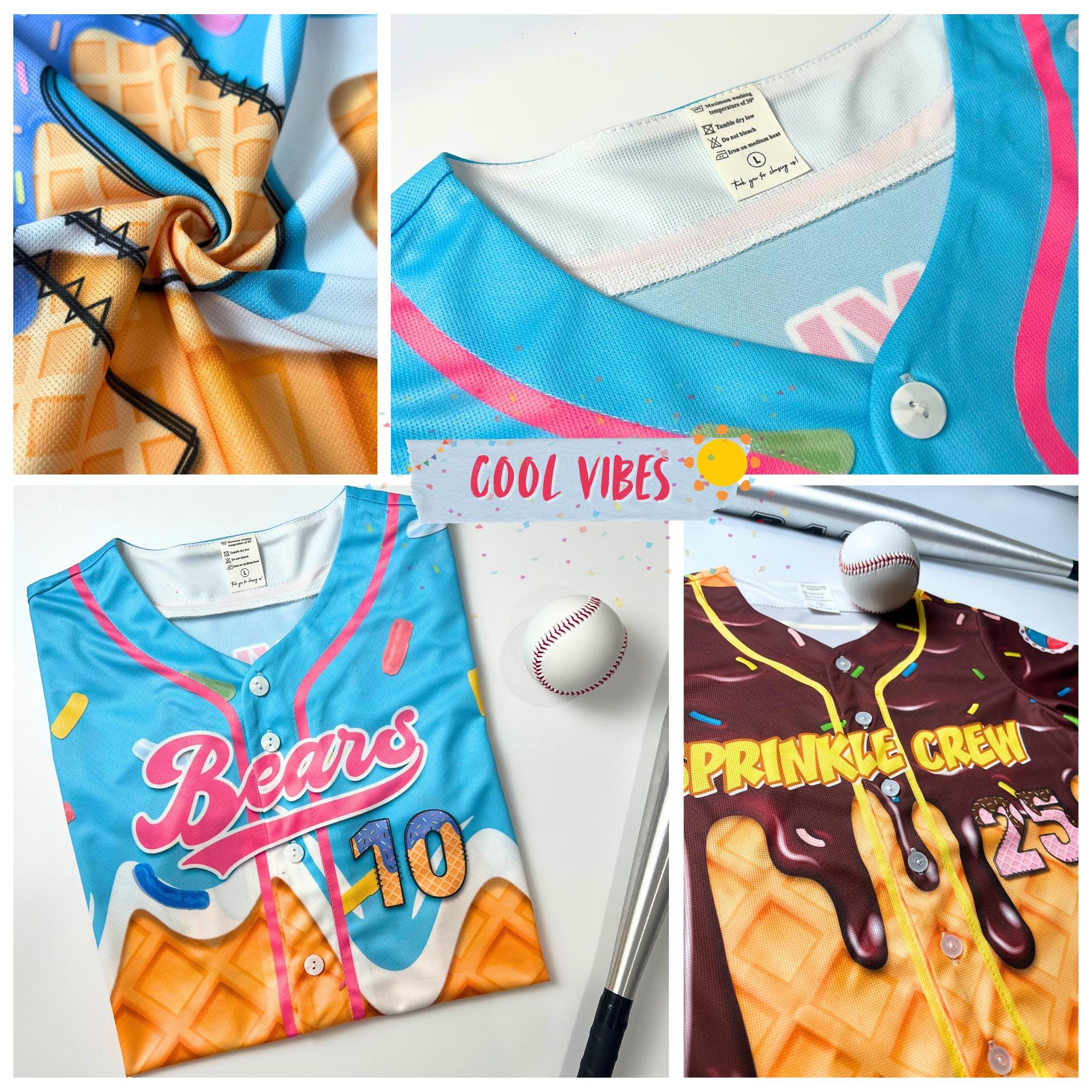 Custom American Flag Ice Cream Drip Baseball Jersey, Personalized USA Jersey with Name Number, 4th of July Shirt, Patriotic Gift For Men