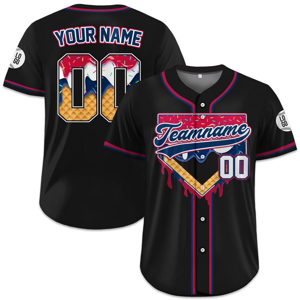Personalized Dripping Ice Cream 4th of July USA Flag Baseball Jersey, Custom Ice Cream American, Sprinkle Drip Matching Family Shirt