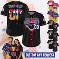 Personalized Dripping Ice Cream 4th of July USA Flag Baseball Jersey, Custom Ice Cream American, Sprinkle Drip Matching Family Shirt
