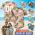 Personalized Face Hawaiian Baseball Jersey for Men Women Youth Kid, Custom Sport Fans Hawaii Floral Shirt with Name Number, Vacation Gift