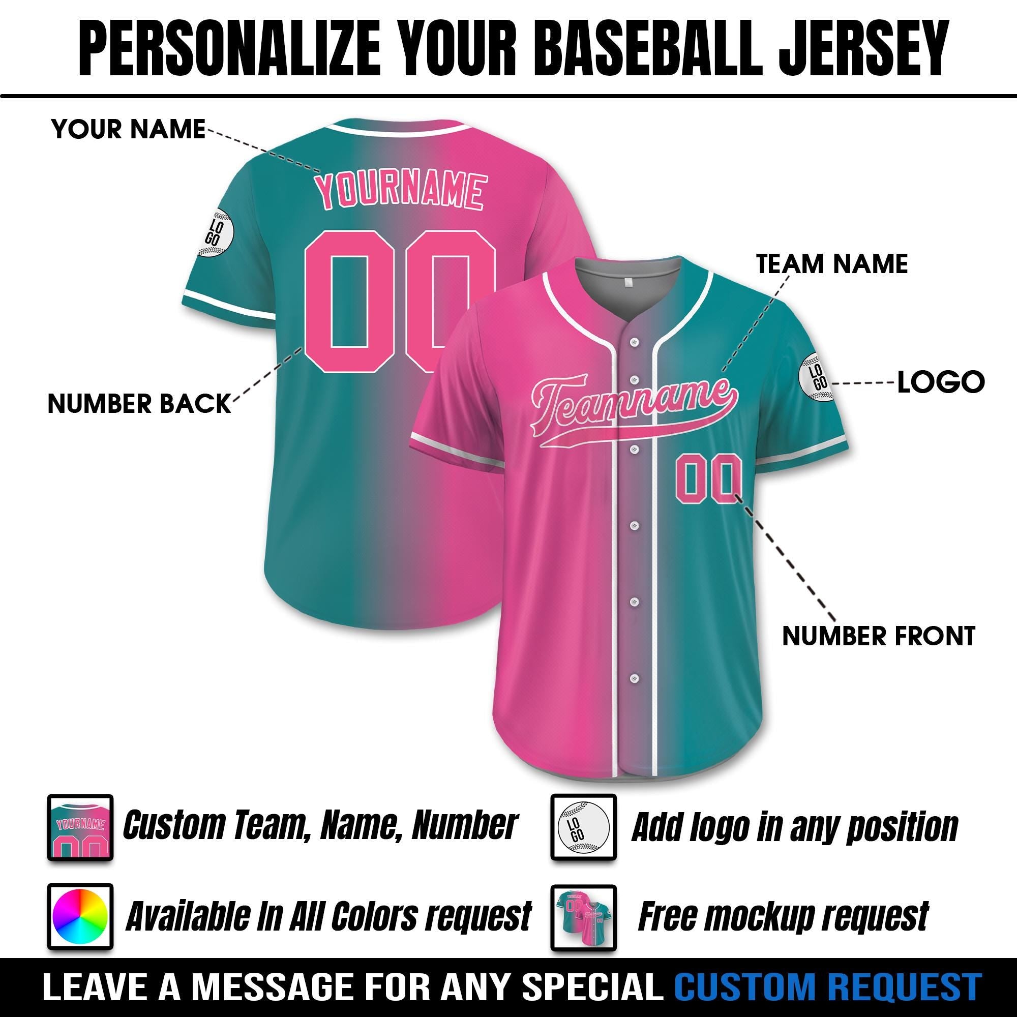 Custom Baseball Jersey with Team Name Number for Preschool Youth Adult, Personalized Jersey Shirt for Fan, Gifts for Baseball Fans
