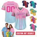 Printed Gradient Custom Baseball Jersey with Name, Personalized Jersey Shirt for Men Women Youth, Gift for Baseball Fans Light Pink Blue