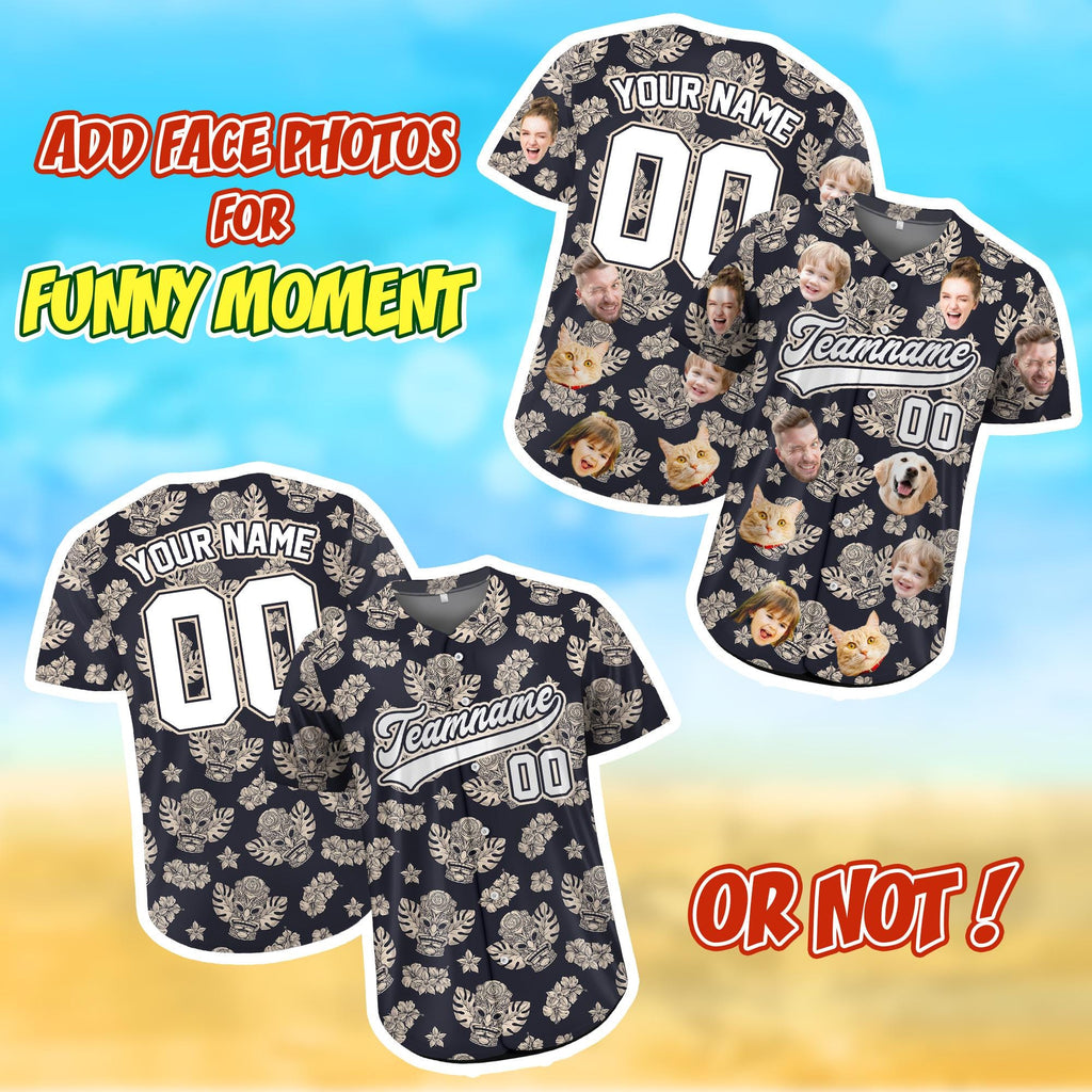 Personalized Hawaiian Baseball Jersey for Summer Party Gift Custom Tiki Hawaiian Shirt with Face Tropical Tiki Beach Shirt with custom photo