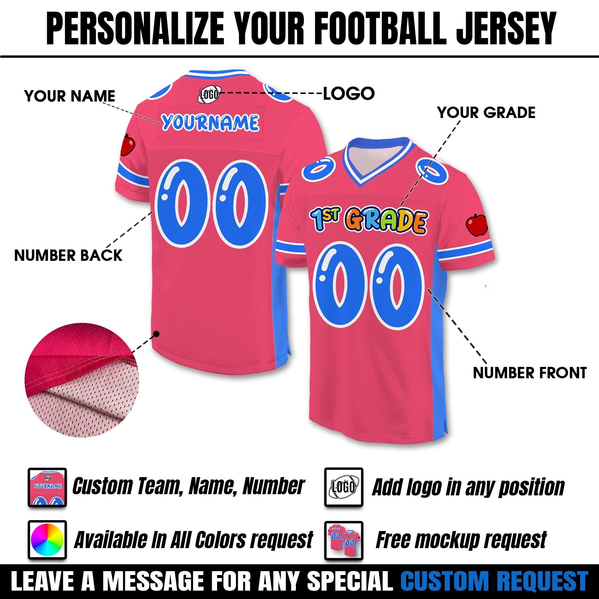 Personalized Cute Back To School Football Jersey with Kid Name, Custom First Day Of School with Name, Cute school gift shirt, Shirt for Kids