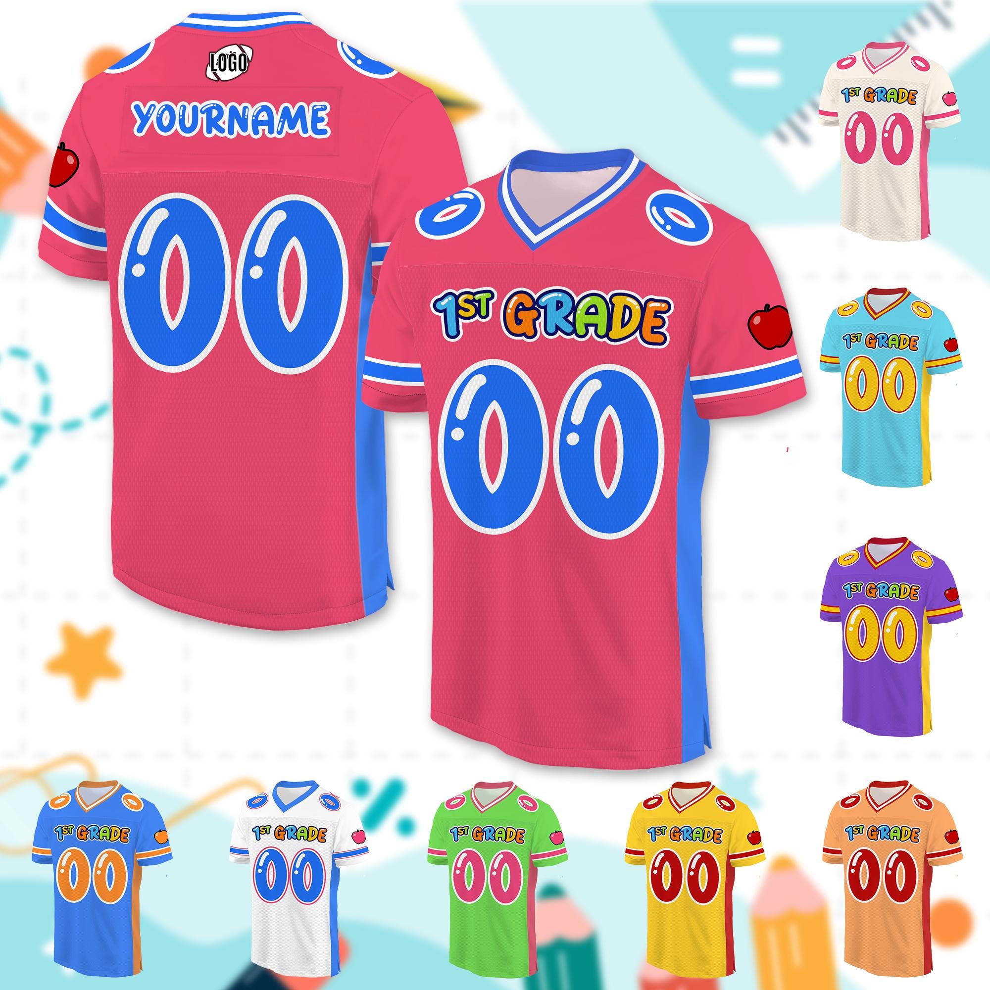 Personalized Cute Back To School Football Jersey with Kid Name, Custom First Day Of School with Name, Cute school gift shirt, Shirt for Kids