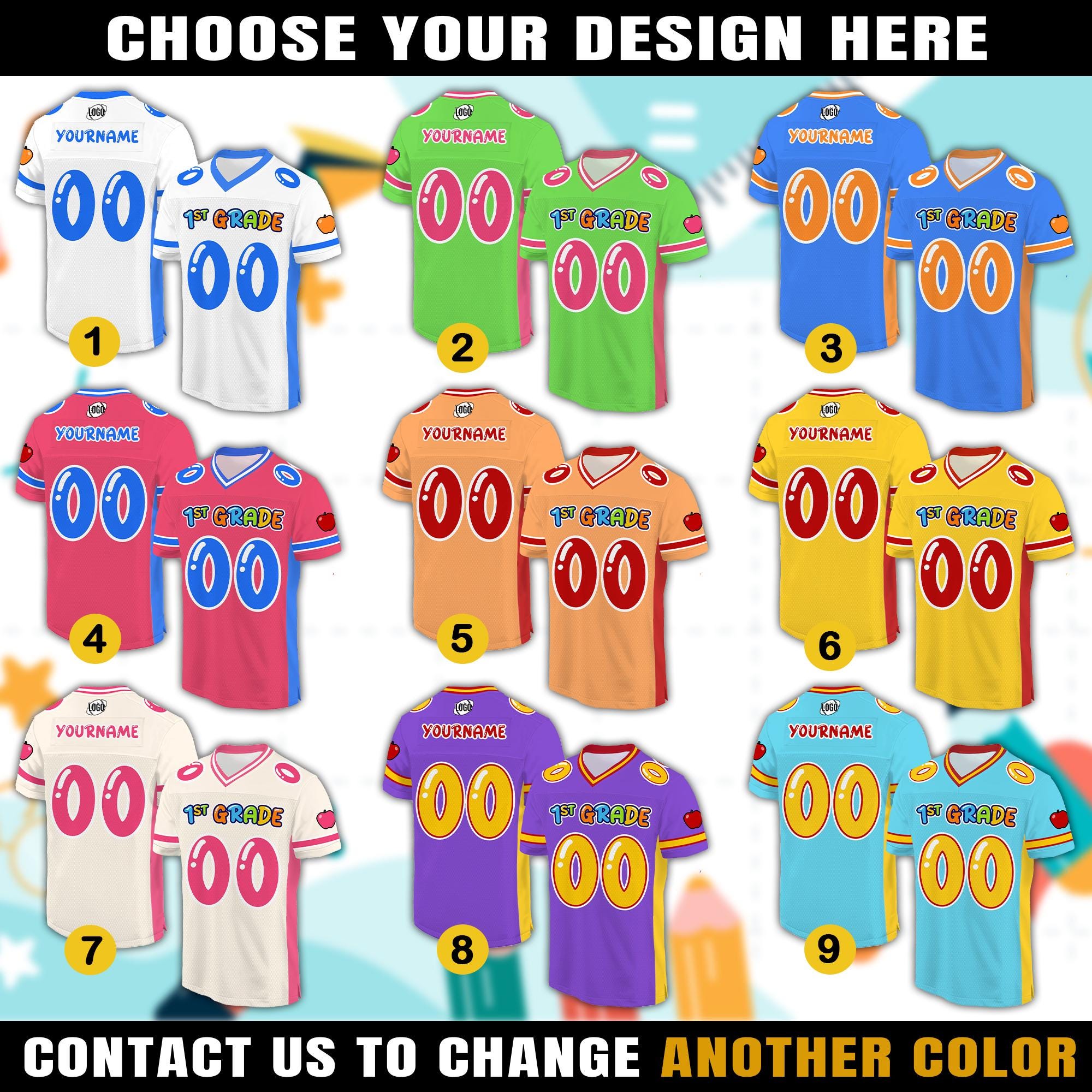 Personalized Back To School Football Jersey for Kids, Custom 1st Day Of School with Name Elementary Kids back to school Cute preschool Shirt