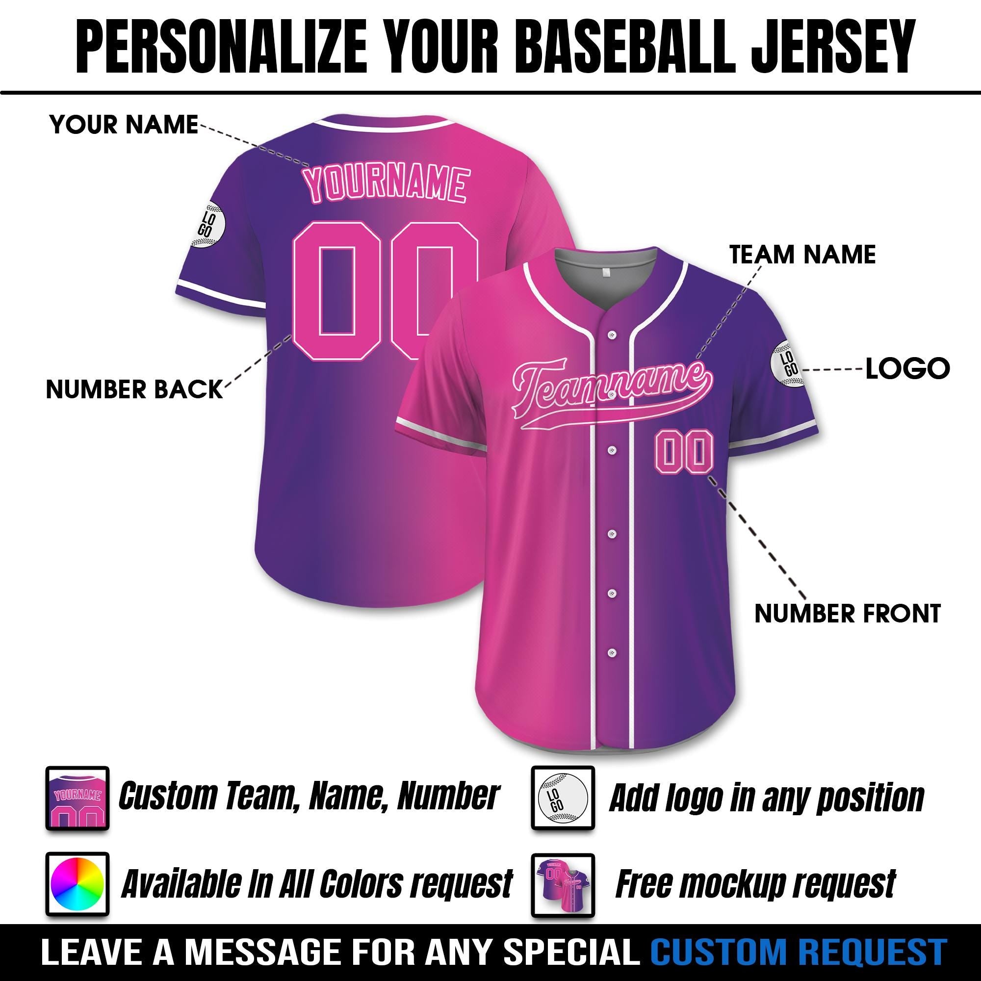 Custom Team Name Number Baseball Jersey for Preschool Youth Adult, Personalized Jersey Uniform For Fans Baseball Lovers Couple Jersey