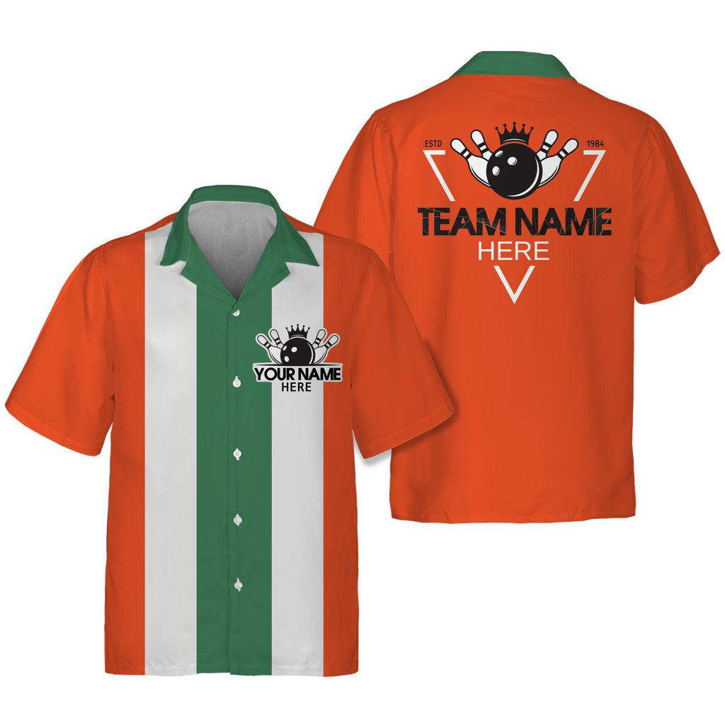Custom Retro Bowling Shirts for Men Vintage Short Sleeve Button Down Casual Shirts for Adult Kid Bowling Team Uniform Bowling Hawaiian Shirt