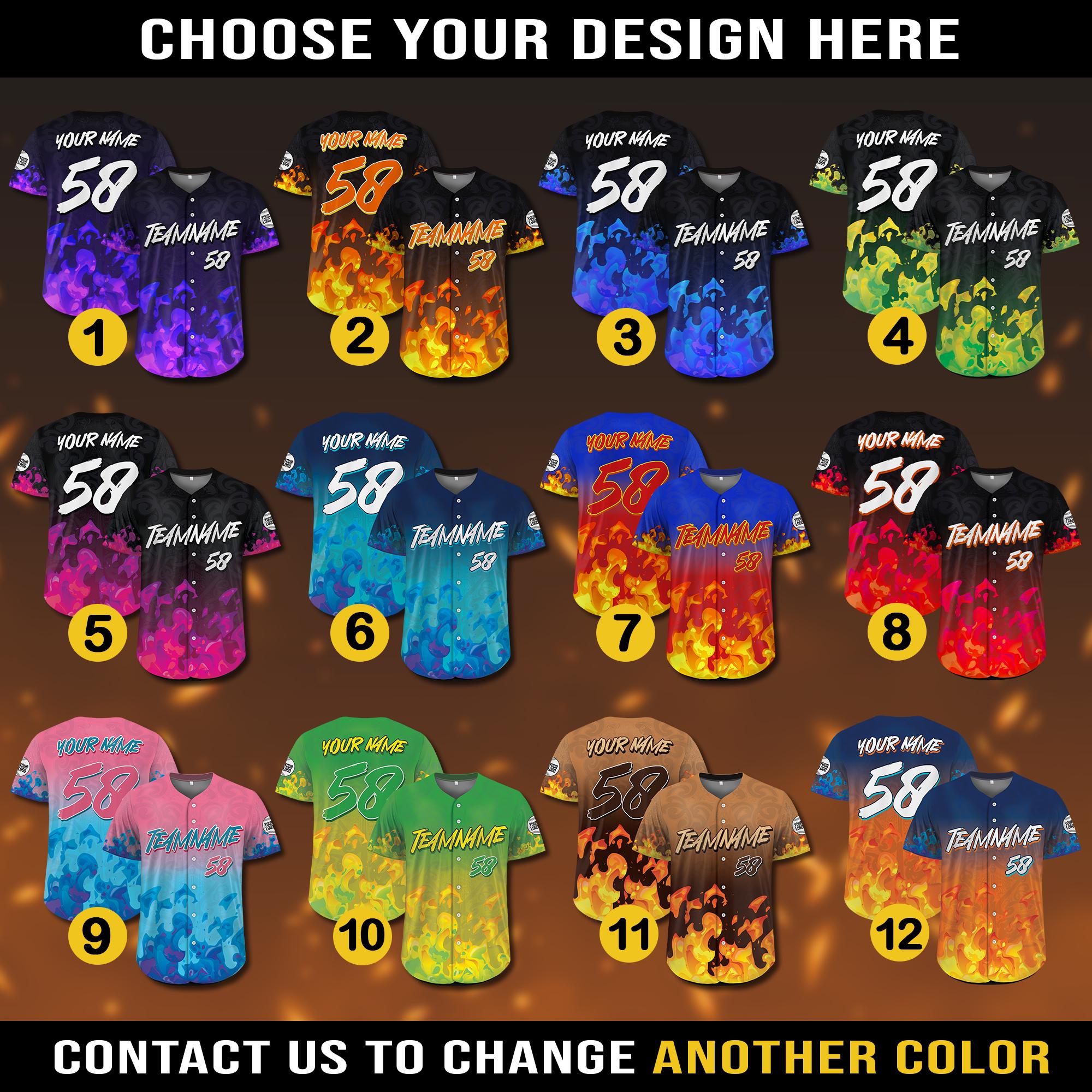 Custom Flame Baseball Jersey for Men Women Youth Personalized Jersey Streetwear cheerleading uniform, Flame Graphic Tee Gift for Him for Her