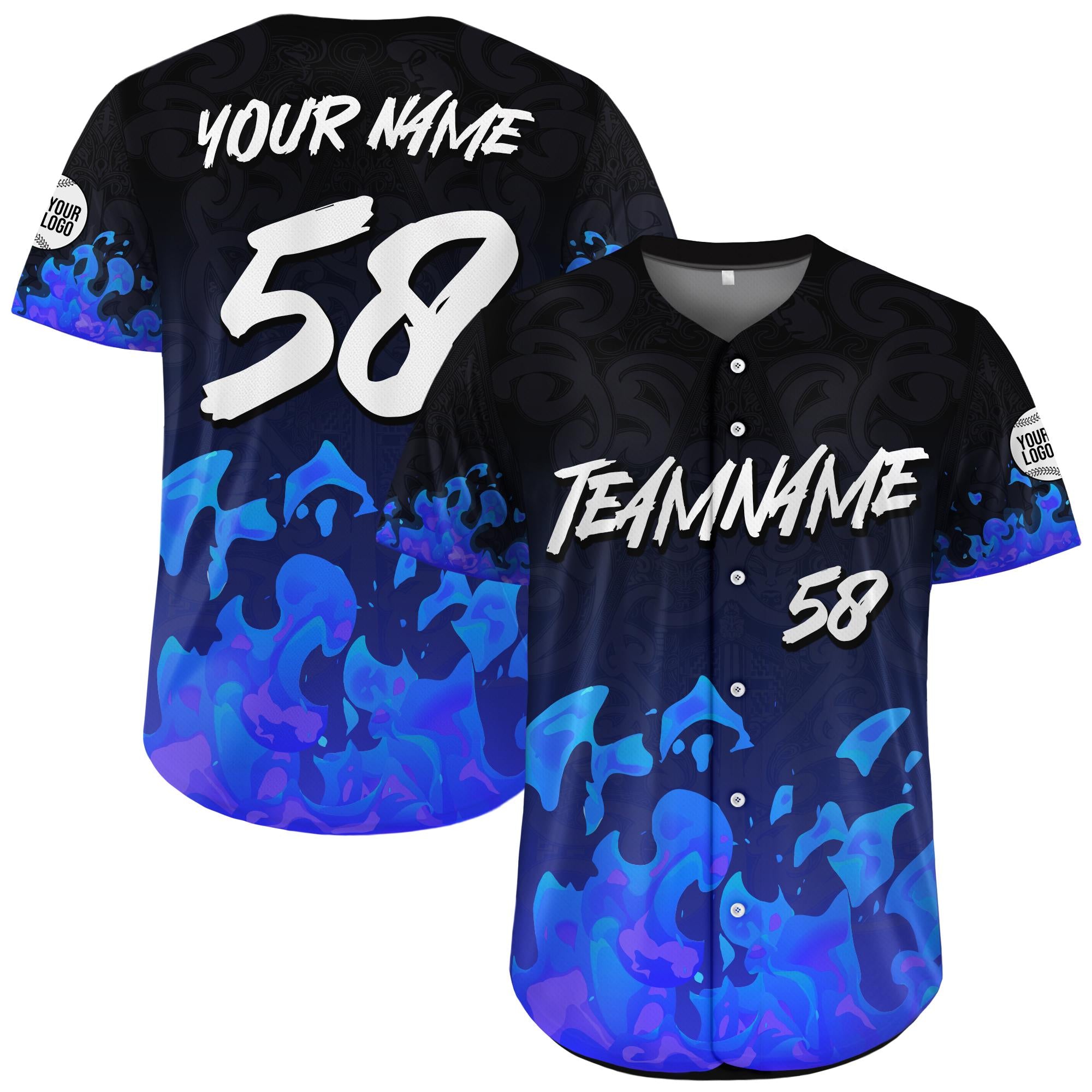 Personalized Flame Jersey Custom Baseball Team Shirt with Name, Cool Flame Graphic Gift for Him Button Down Jersey Hip hop Streetwear shirt