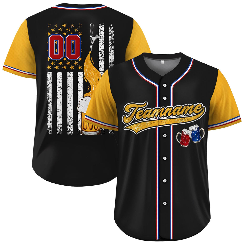 Custom Beer Baseball Jersey with Name, Red White and Blue Patriotic Jersey for 4th of July Independence Day Baseball Fans Beer Lovers Gift