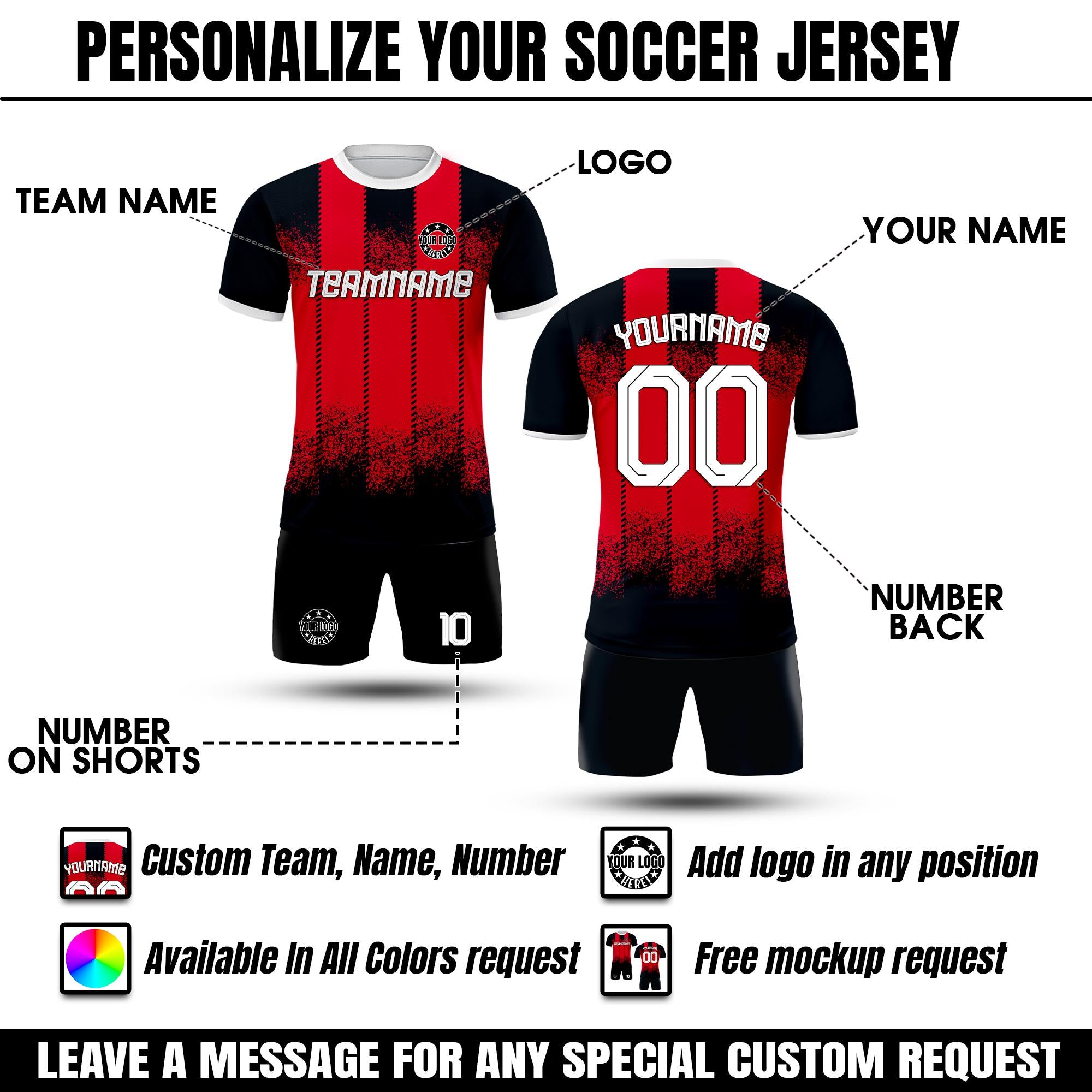 Custom Name Soccer Jersey for Boy Girl Adult Team Uniform, Personalized Jersey with Team Name Number Logo, Custom Boy Soccer Jersey 2025
