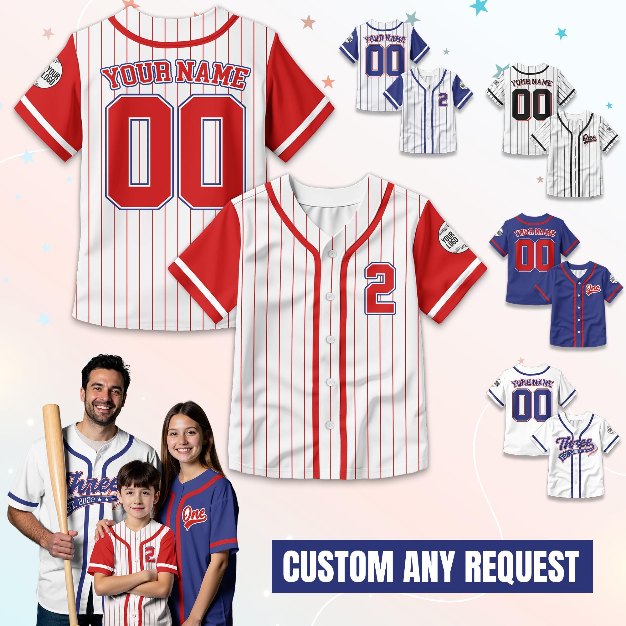 Personalized Birthday Boy Baseball Jersey for Youth Kids, Custom Birthday Outfit Baseball Jersey, Age and Name Shirt Family jersey Gift