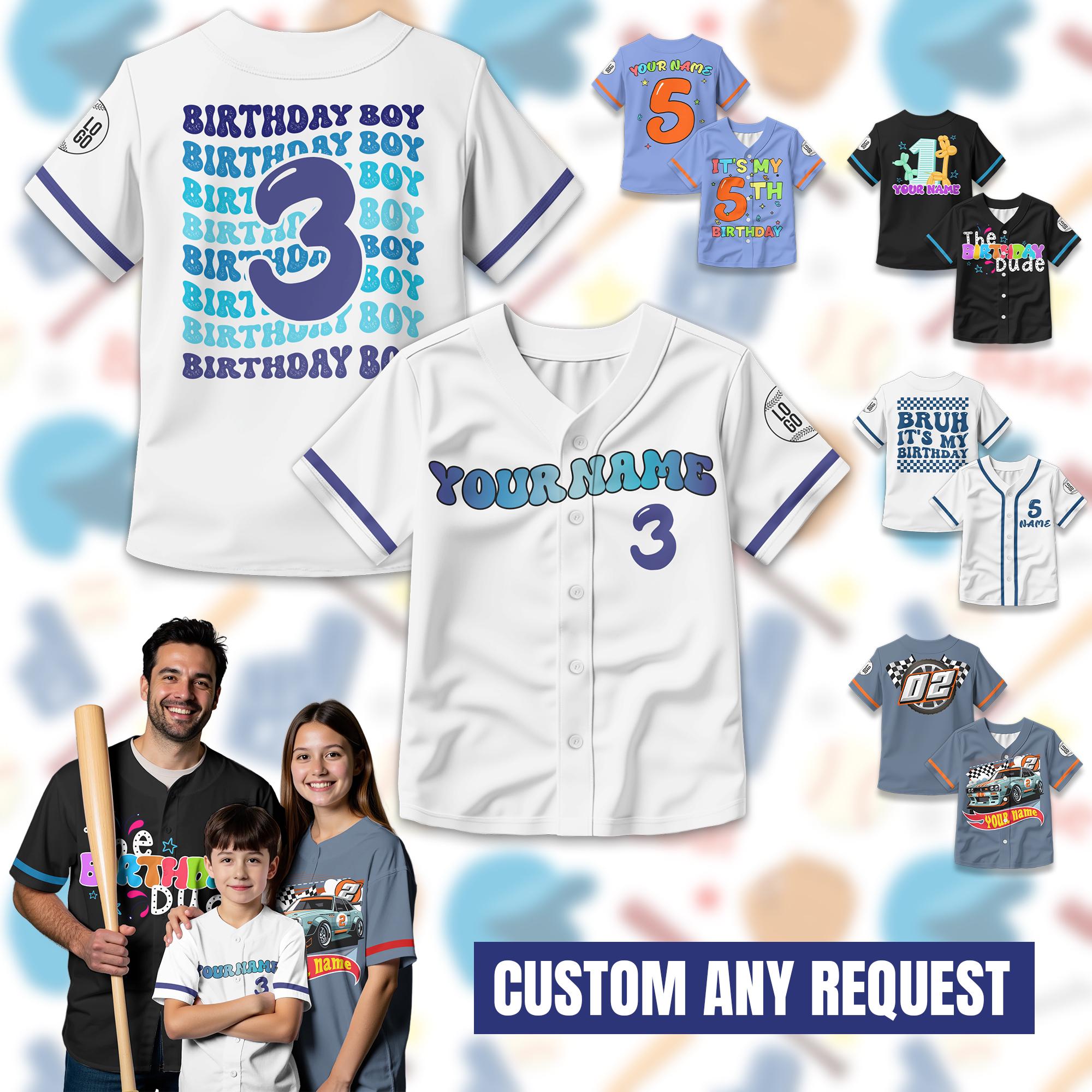 Personalized Birthday Boy Baseball Jersey for Youth Kids, Custom Birthday Gift Boy Baseball Jersey Kids Birthday Gift, Sports Birthday Shirt