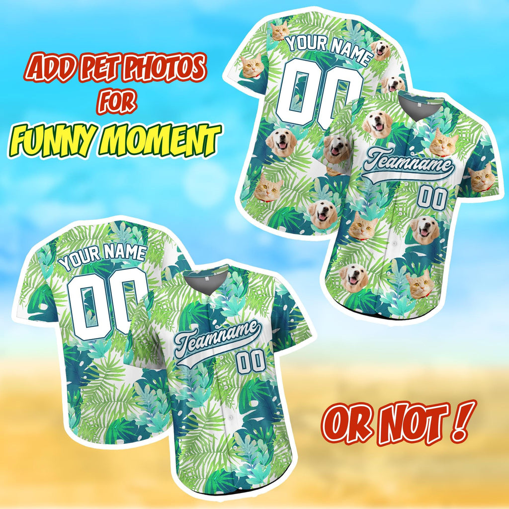 Personalized Photo Hawaiian Jersey Shirt Dog Cat Face, Custom Hawaiian Shirt with Pets Face Picture Hawaiian Shirt for Pet Lovers