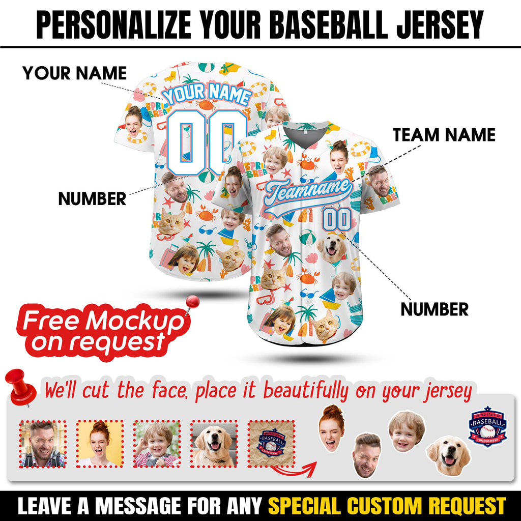 Personalized Photo Baseball Jersey with Dog Cat Face Custom Jersey Shirt with Pets Face Picture, Custom Pet Face Shirt Gift For Dog Lover