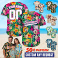 Tropical Custom Face Baseball Jersey Hawaiian Shirt for Summer Vibes Matching Friends Outfit Bachelor Party Shirt Gift for Couple Family