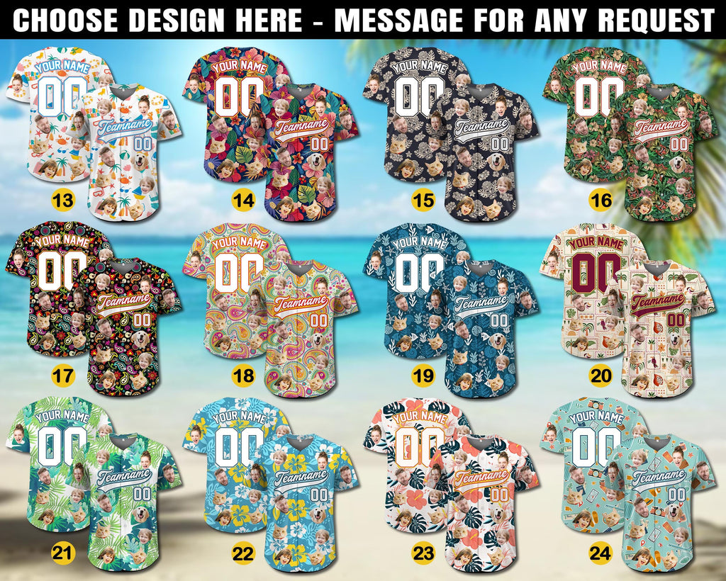 Personalized Hawaiian Baseball Jersey for Summer Party Gift Custom Tiki Hawaiian Shirt with Face Tropical Tiki Beach Shirt with custom photo