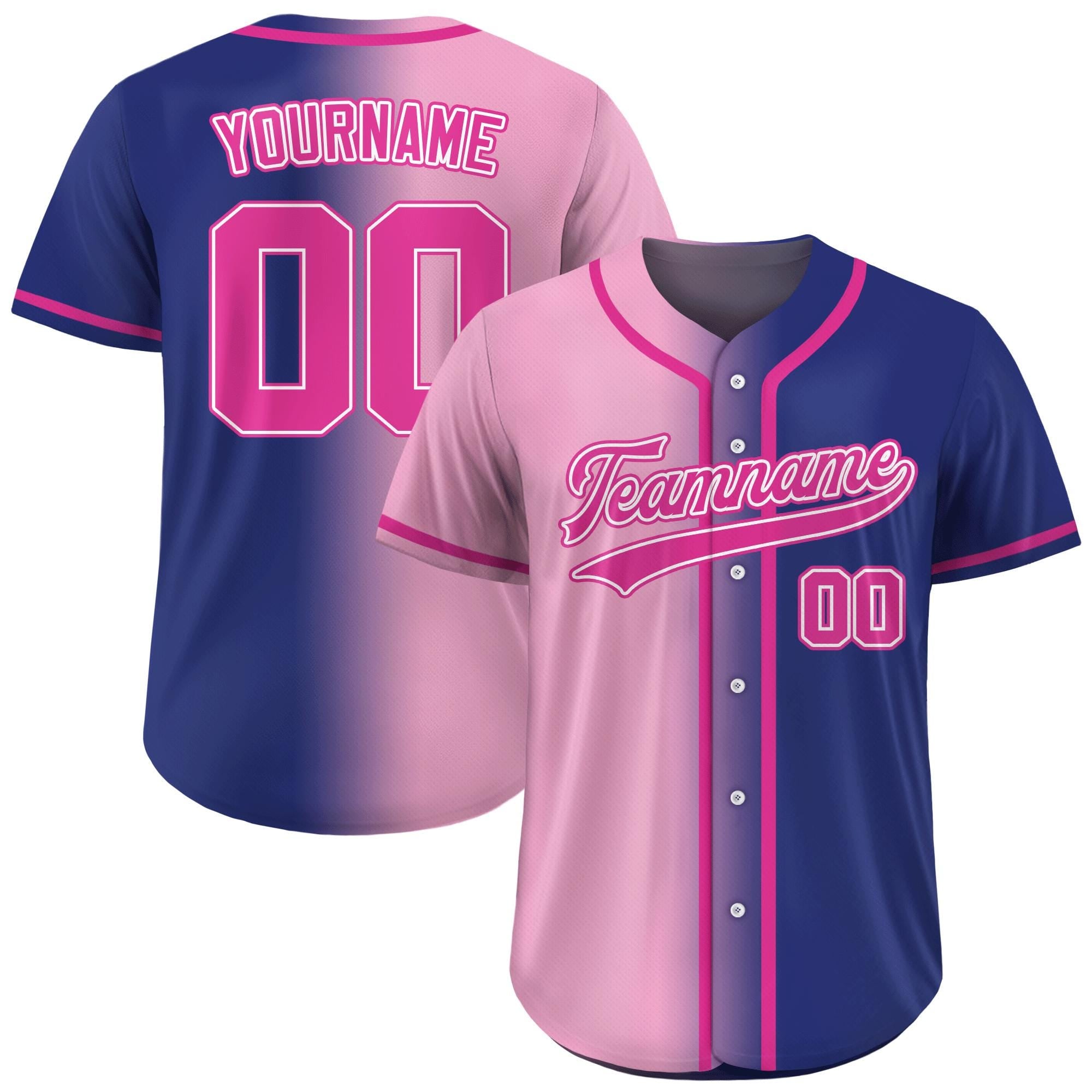 Printed Gradient Custom Baseball Jersey with Team Name Number Jerseys Shirt for Men Women Youth Kid Gifts for Baseball Fans Navy Pink
