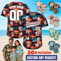 Personalized Face Hawaiian Baseball Jersey for Men Women Youth Kid, Custom Hawaiian Jersey With Pet Photo, Holiday Tropical Pattern Shirt