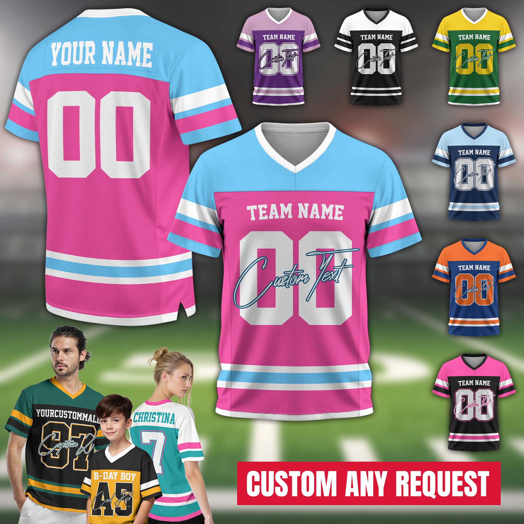 Custom Name Number Jersey Football For Adult Kid Personalized Team Uniform Football Fan Tee V-neck Jersey Gifts Family Matching Jersey