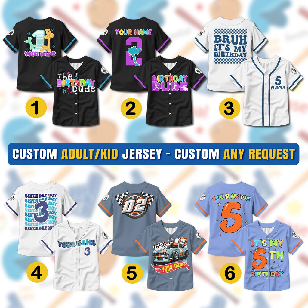 Personalized Age and Name Shirt Baseball Jersey for Youth Kids, Custom Birthday Boy Gift Baseball Jersey, Baseball Number Tee Jersey Gift