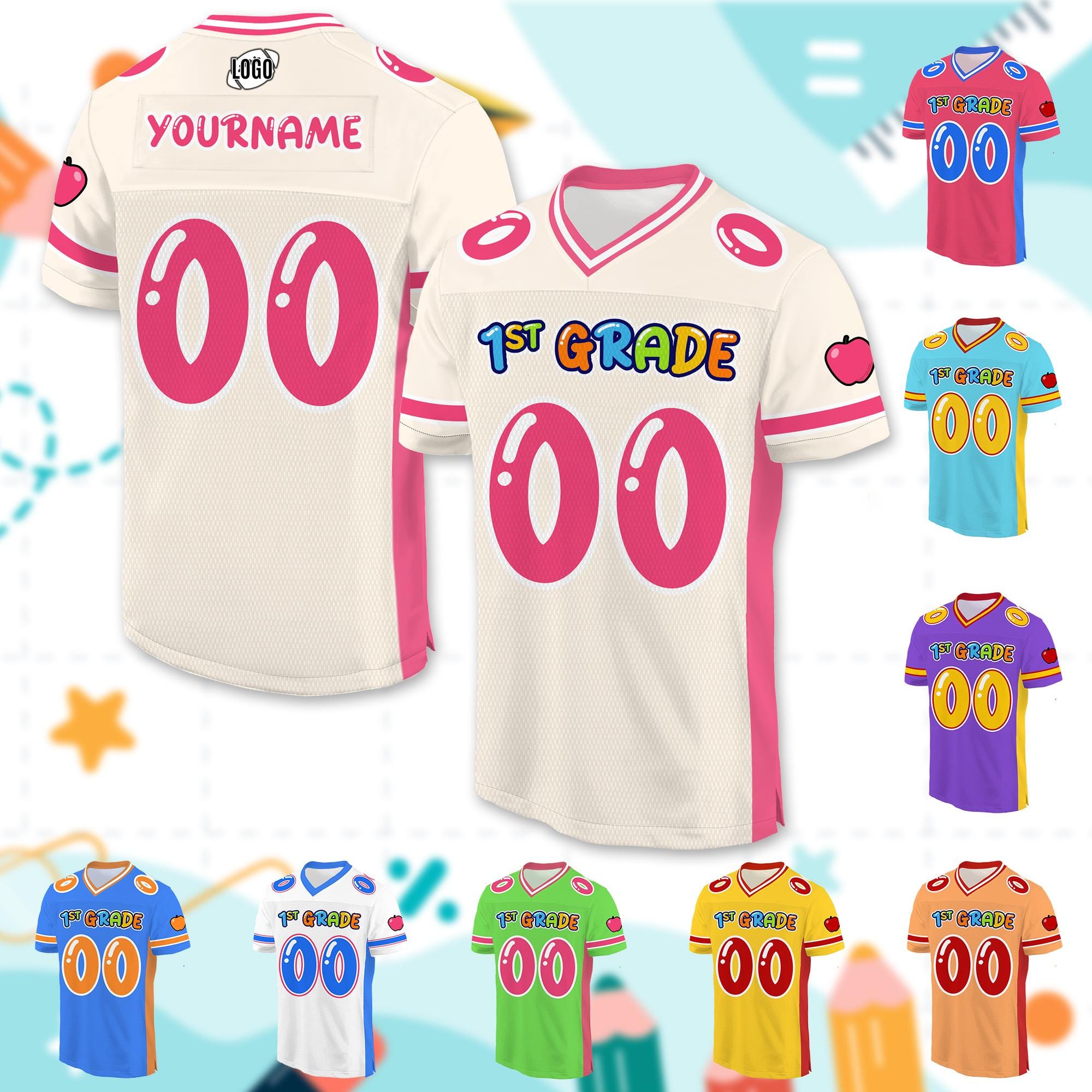 Personalized Back To School Football Jersey for Kids, Custom First Day Of School with Name, Elementary School Shirt Cute school Shirt