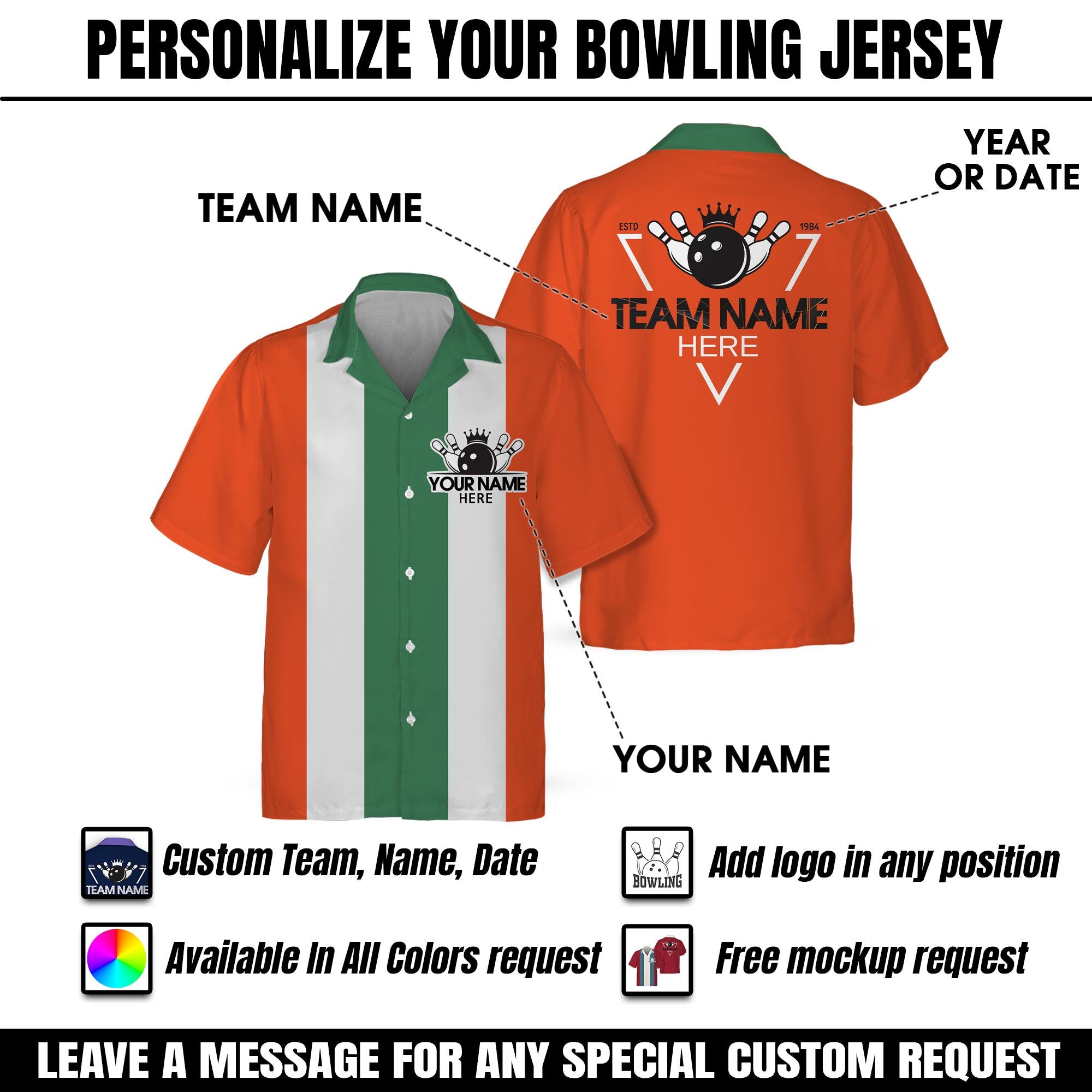Custom Retro Bowling Shirts for Men Vintage Short Sleeve Button Down Casual Shirts for Adult Kid Bowling Team Uniform Bowling Hawaiian Shirt