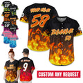 Custom Flame Baseball Jersey for Men Women Youth Personalized Streetwear Jersey for Men, Hip Hop Outfit, Flame Graphic Tee Gift for Him
