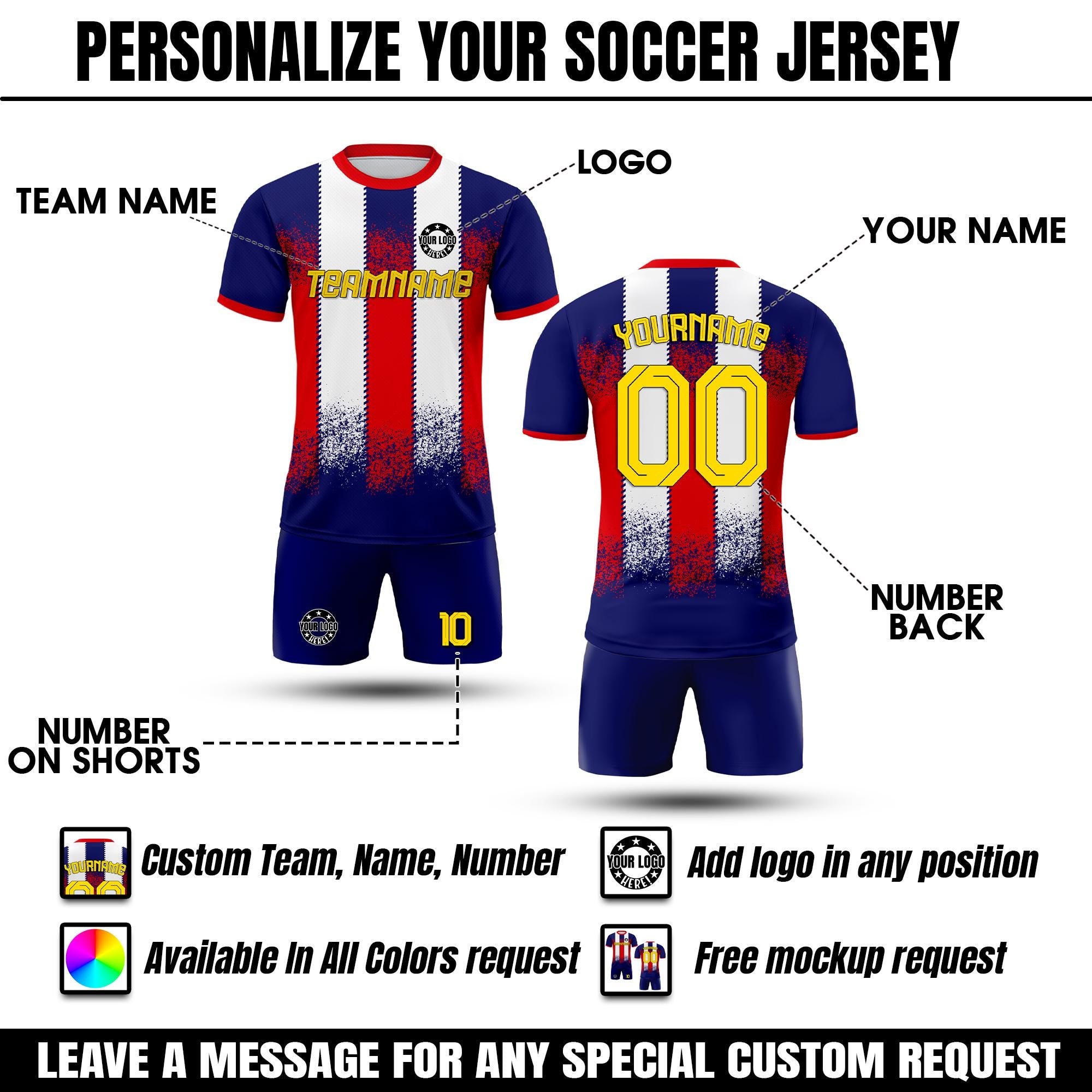 Custom Name Soccer Jersey for Boy Girl Adult Team Uniform, Personalized Jersey with Team Name Number Logo, Custom Boy Soccer Jersey Gift