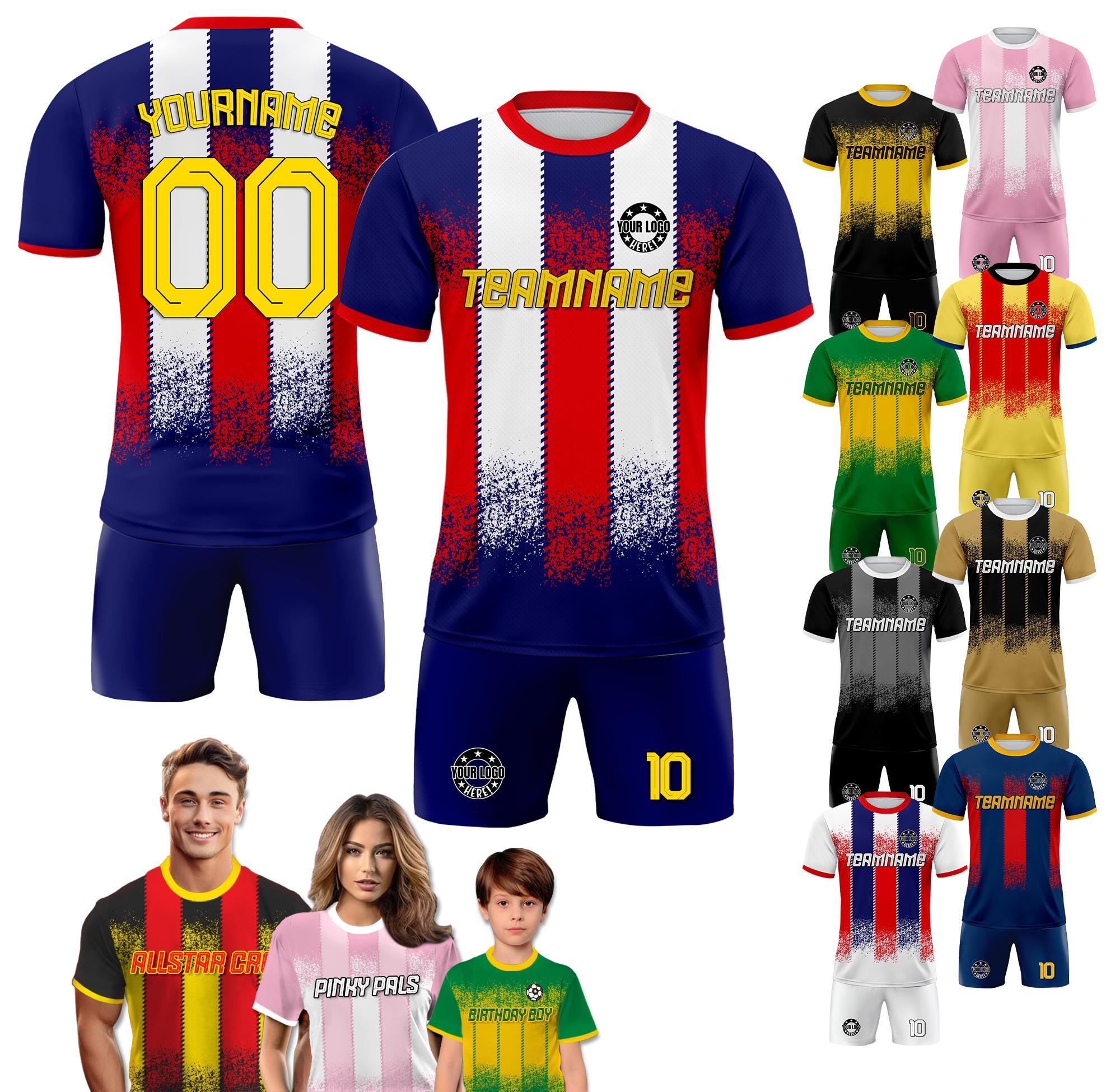 Custom Name Soccer Jersey for Boy Girl Adult Team Uniform, Personalized Jersey with Team Name Number Logo, Custom Boy Soccer Jersey Gift