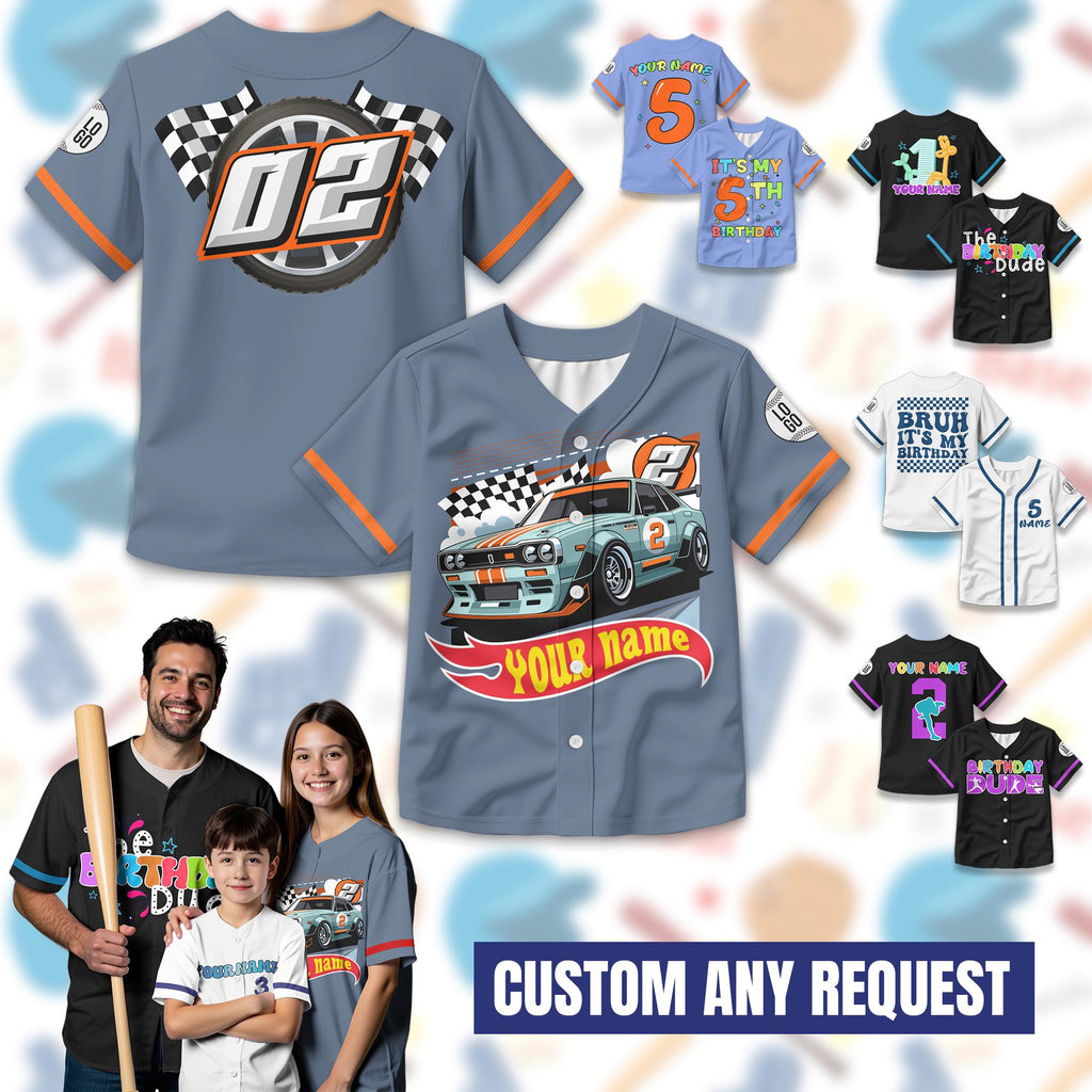 Personalized Birthday Boy Baseball Jersey for Youth Kids, Custom 1st 2nd 3rd Birthday Boy Jersey First Birthday Family Matching Jerseys Gift