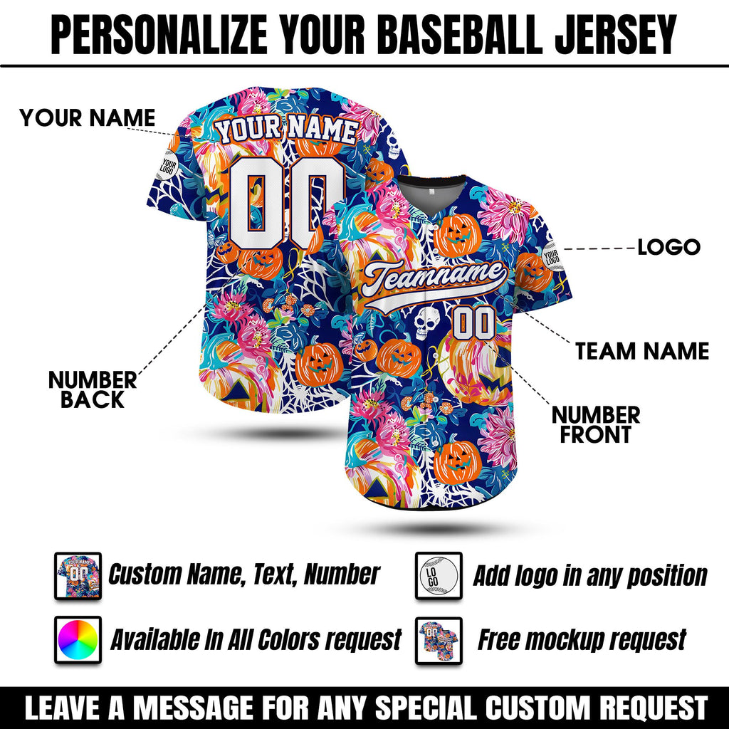 Custom Summerween Summer Halloween Hawaiian Baseball Jersey, Personalized Summer Skeleton Ghost Baseball Jersey, Halloween Skeleton Shirt