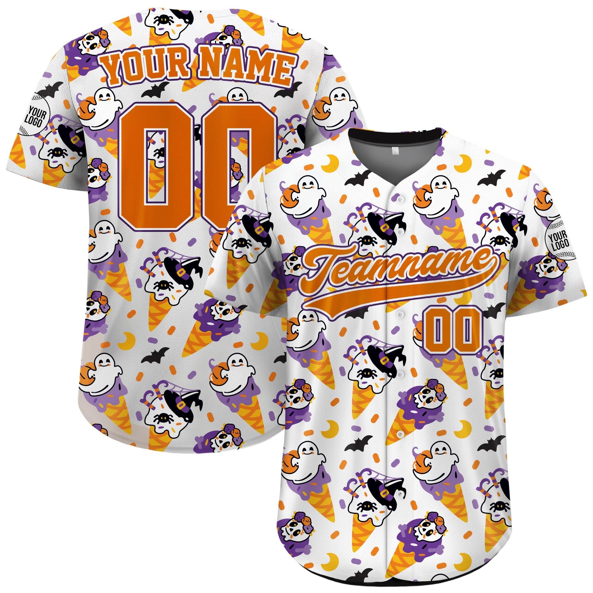 Custom Summerween Ice Cream Baseball Jersey for Men Women Youth Kid, Personalized Spooky Season Shirt Jersey, Trendy Summer Beach Shirt